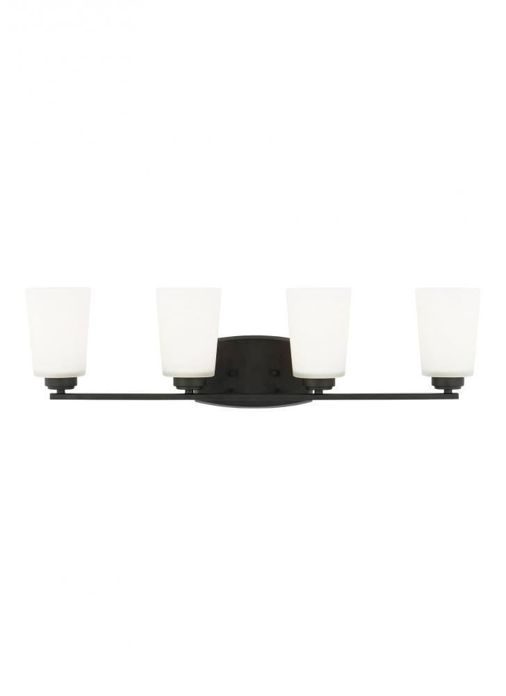 Franport transitional 4-light LED indoor dimmable bath vanity wall sconce in midnight black finish w