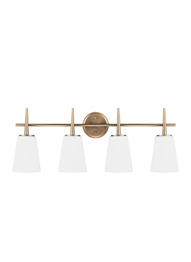 Driscoll contemporary 4-light LED indoor dimmable bath vanity wall sconce in satin brass gold finish