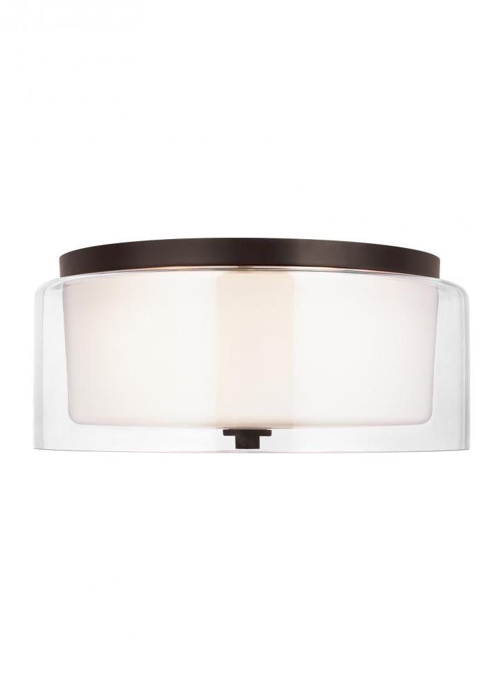 Elmwood Park traditional 2-light LED indoor dimmable ceiling semi-flush mount in bronze finish with
