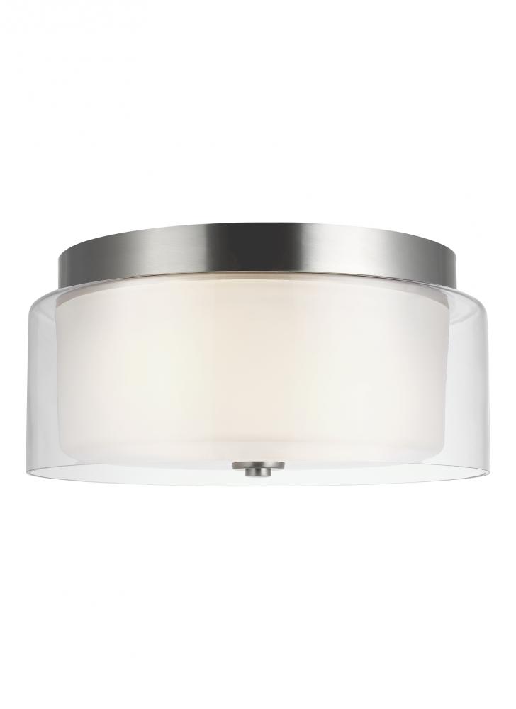 Elmwood Park traditional 2-light LED indoor dimmable ceiling semi-flush mount in brushed nickel silv