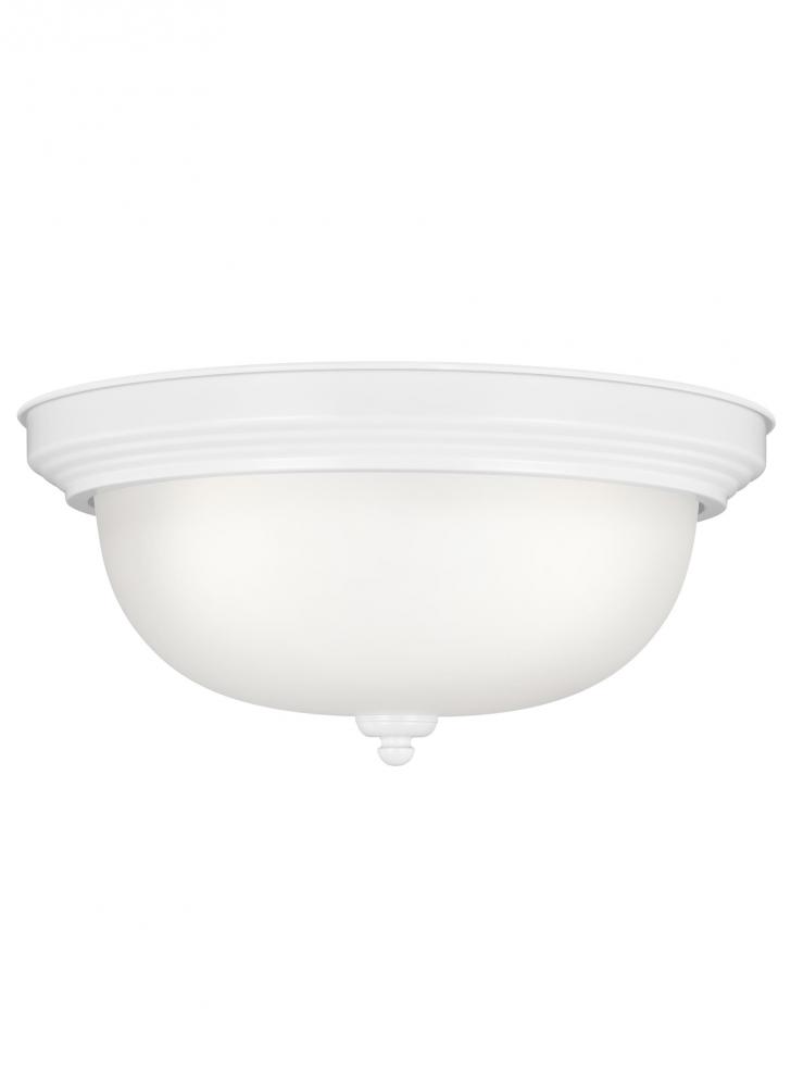 Geary transitional 3-light LED indoor dimmable ceiling flush mount fixture in white finish with sati