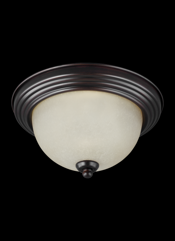 Geary transitional 3-light LED indoor dimmable ceiling flush mount fixture in bronze finish with amb