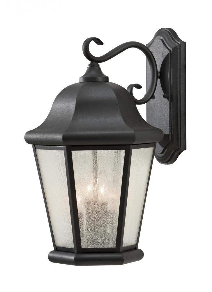 Martinsville traditional 4-light LED outdoor exterior extra large wall lantern sconce in black finis