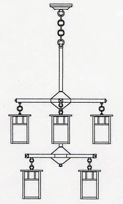 4" huntington two tier, 8 light,  without overlay (empty)