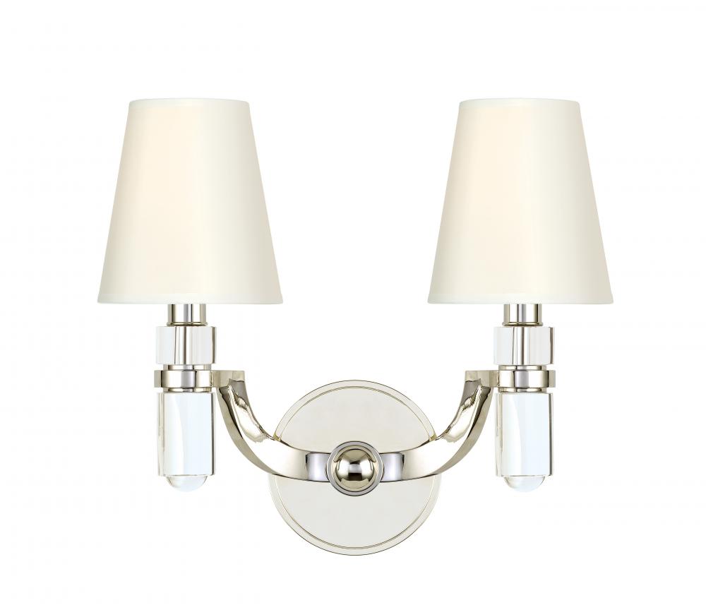 2 LIGHT WALL SCONCE w/WHITE SHADE