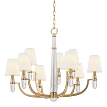 Hudson Valley 989-AGB-WS - 9 LIGHT CHANDELIER w/WHITE SHADE