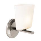 One Light Brushed Steel Opal Glass Bathroom Sconce