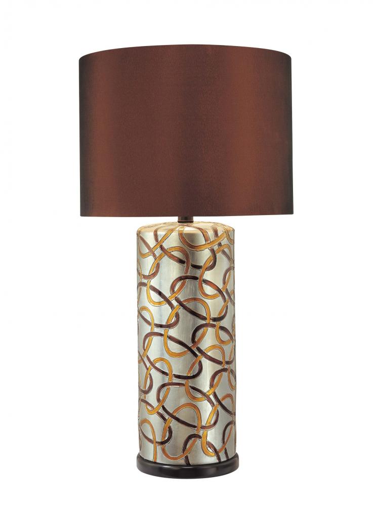 One Light Metallic Silver Table Lamp