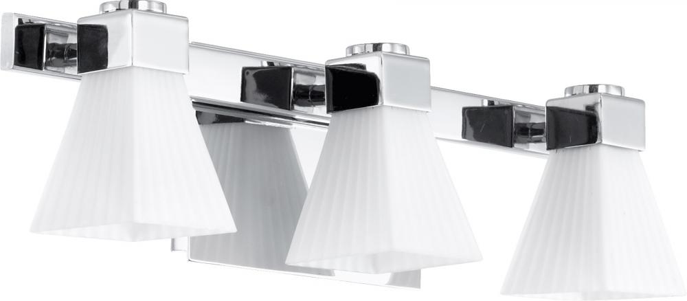 Three Light Chrome Satin Opal Glass Vanity