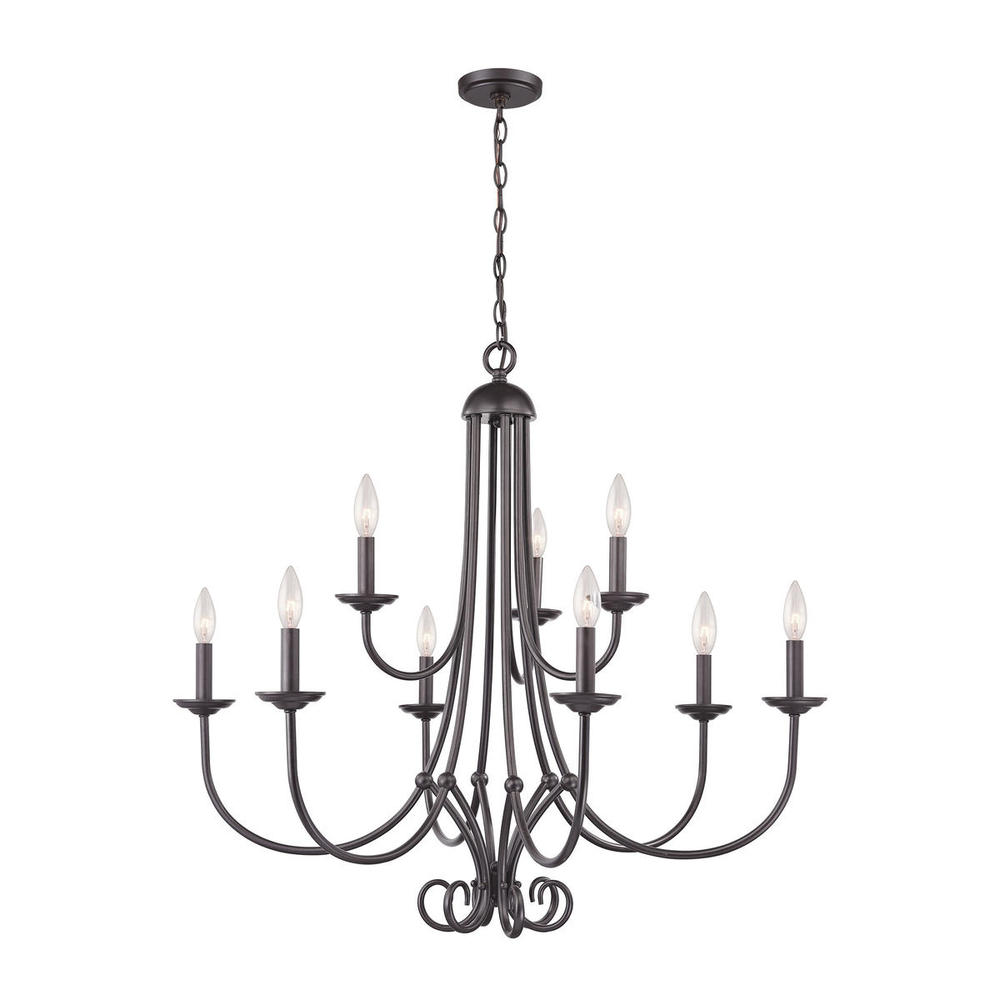 Thomas - Williamsport 34'' Wide 9-Light Chandelier - Oil Rubbed Bronze