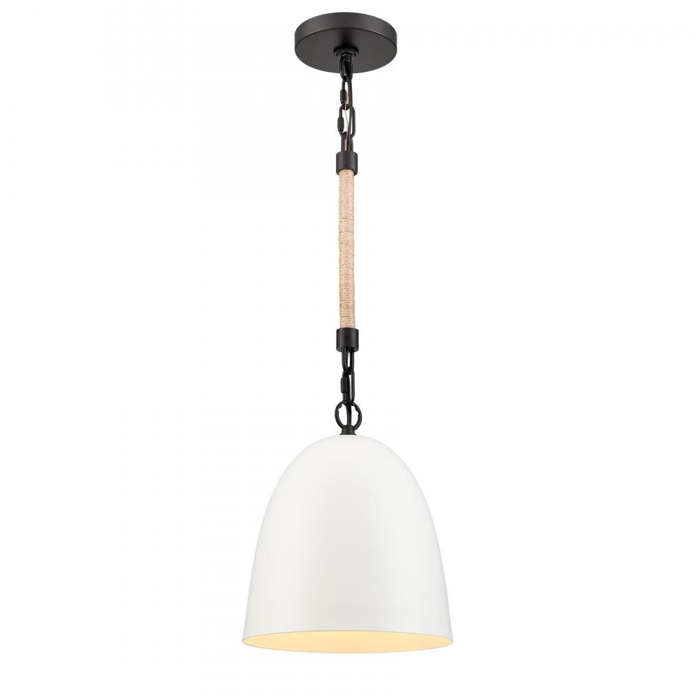 Downington 8.75'' Wide 1-Light Mini Pendant - Matte Black with Matte White