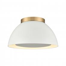 ELK Home 52313/2 - Pelham 10'' Wide 2-Light Flush Mount - Satin Brass with Matte White